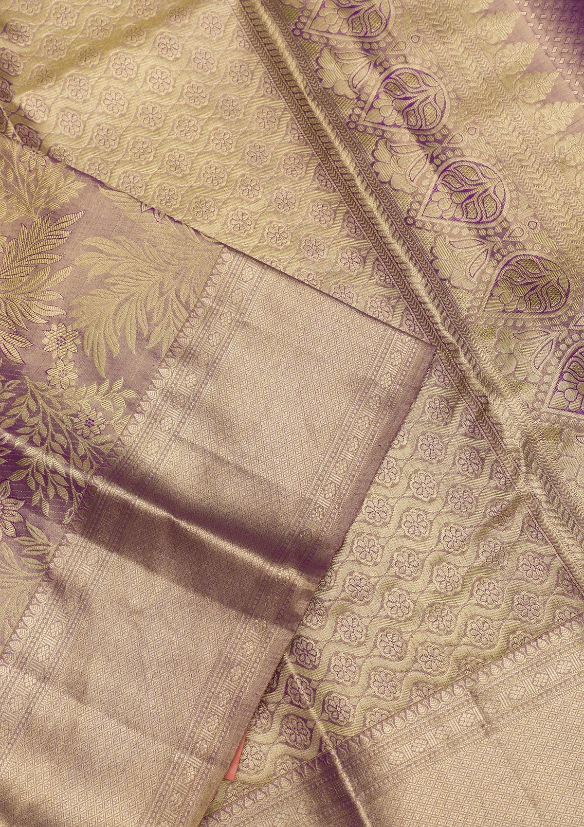 Lavender Zariwork Pure Silk Saree-Koskii