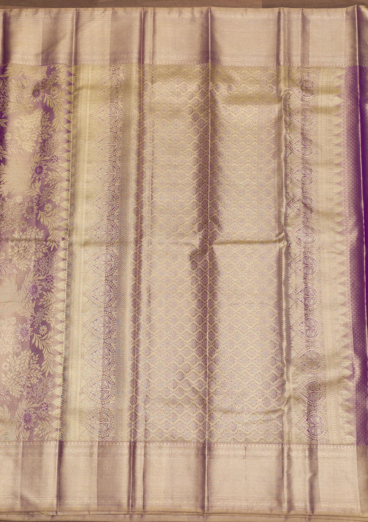 Lavender Zariwork Pure Silk Saree-Koskii