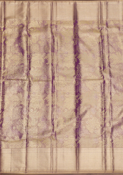 Lavender Zariwork Pure Silk Saree-Koskii