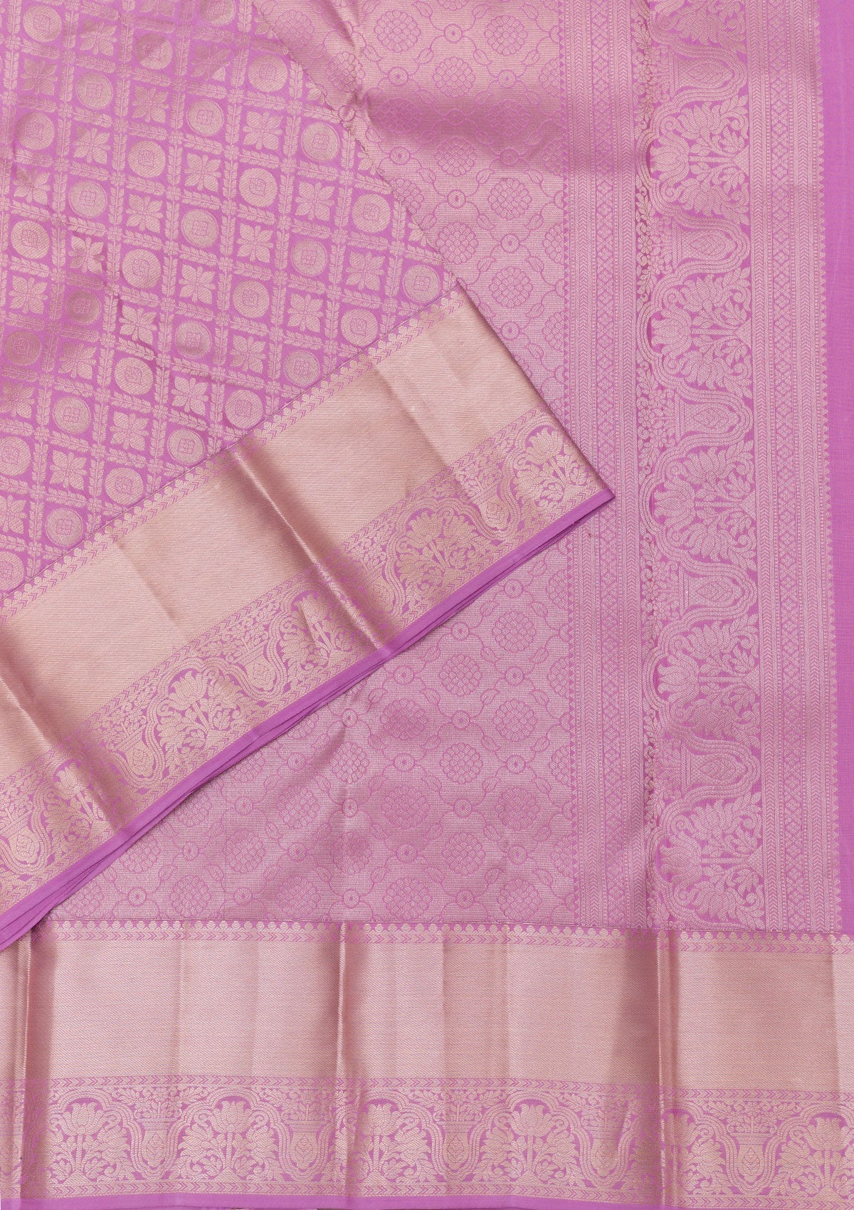 Lavender Zariwork Pure Silk Saree-Koskii