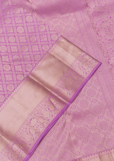 Lavender Zariwork Pure Silk Saree-Koskii