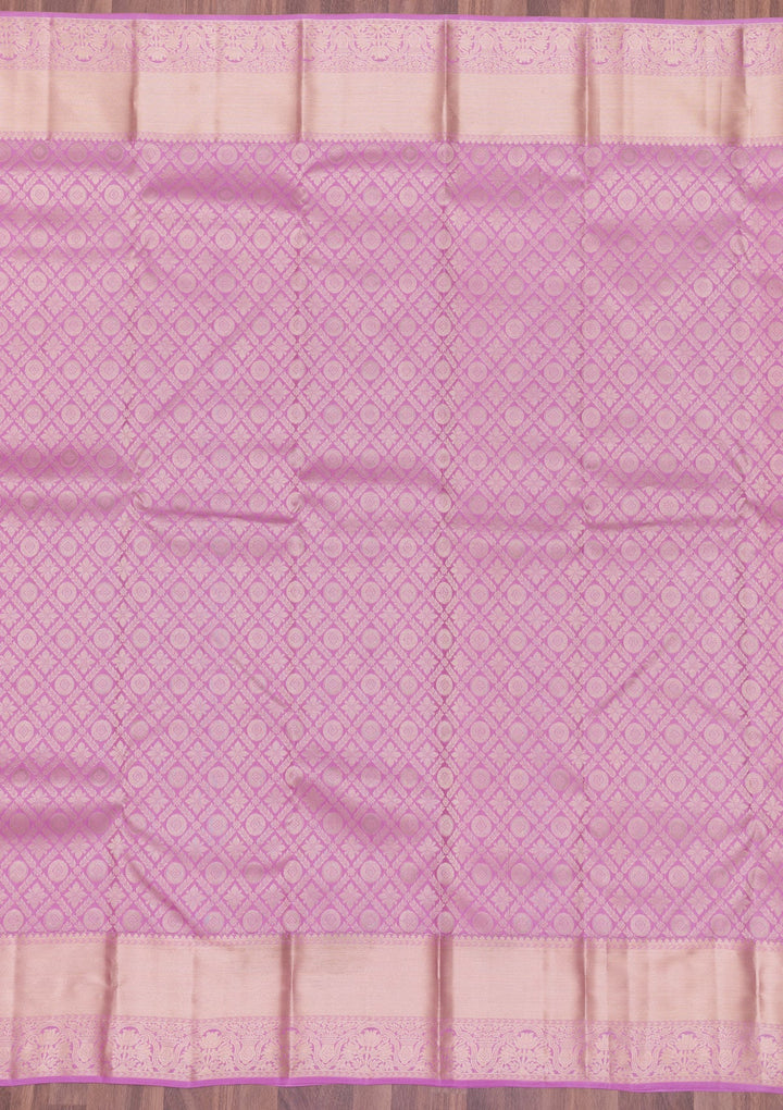 Lavender Zariwork Pure Silk Saree-Koskii