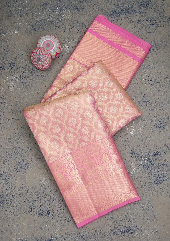 Lavender Zariwork Pure Silk Saree-Koskii