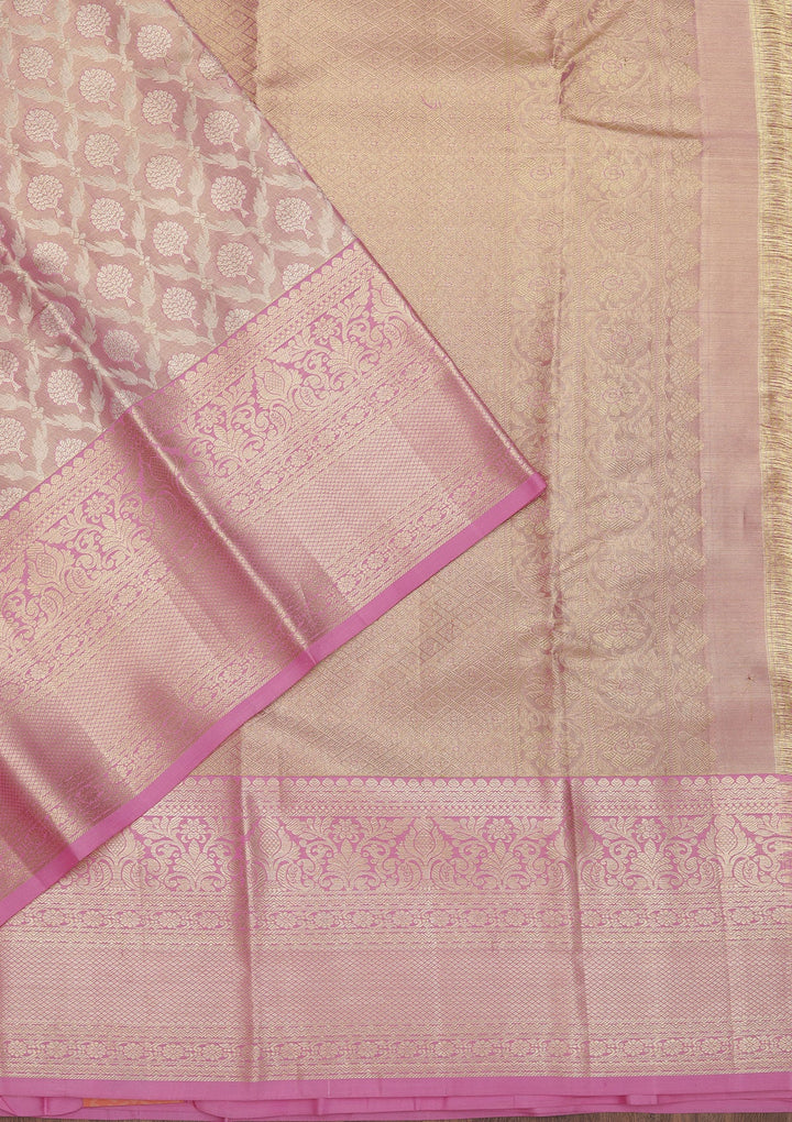 Lavender Zariwork Pure Silk Saree-Koskii