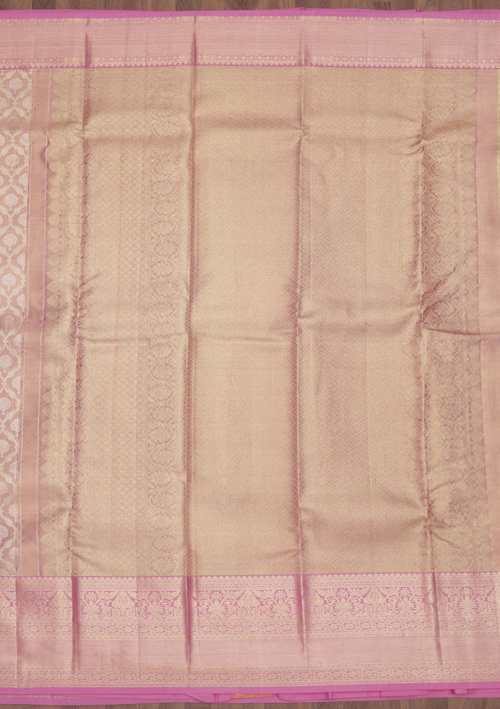 Lavender Zariwork Pure Silk Saree-Koskii