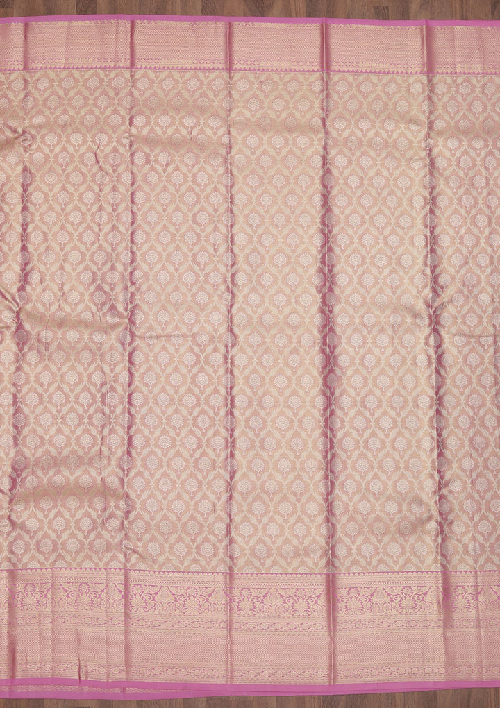 Lavender Zariwork Pure Silk Saree-Koskii