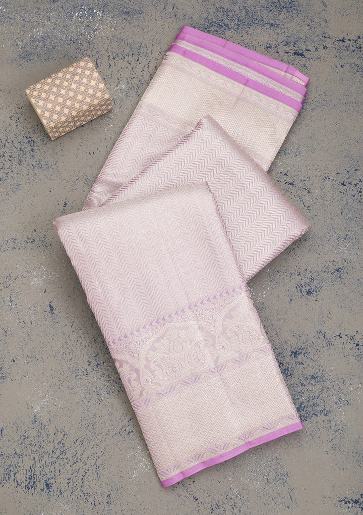 Lavender Zariwork Pure Silk Saree-Koskii