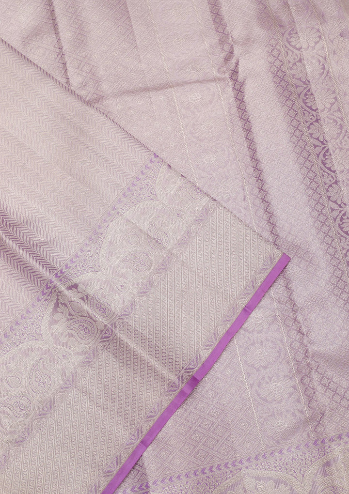 Lavender Zariwork Pure Silk Saree-Koskii