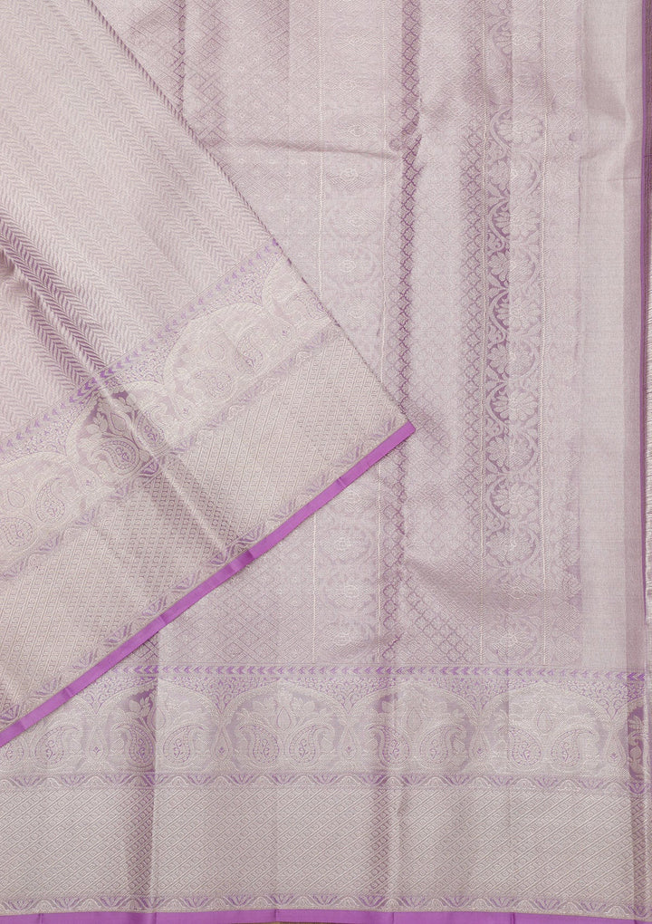 Lavender Zariwork Pure Silk Saree-Koskii