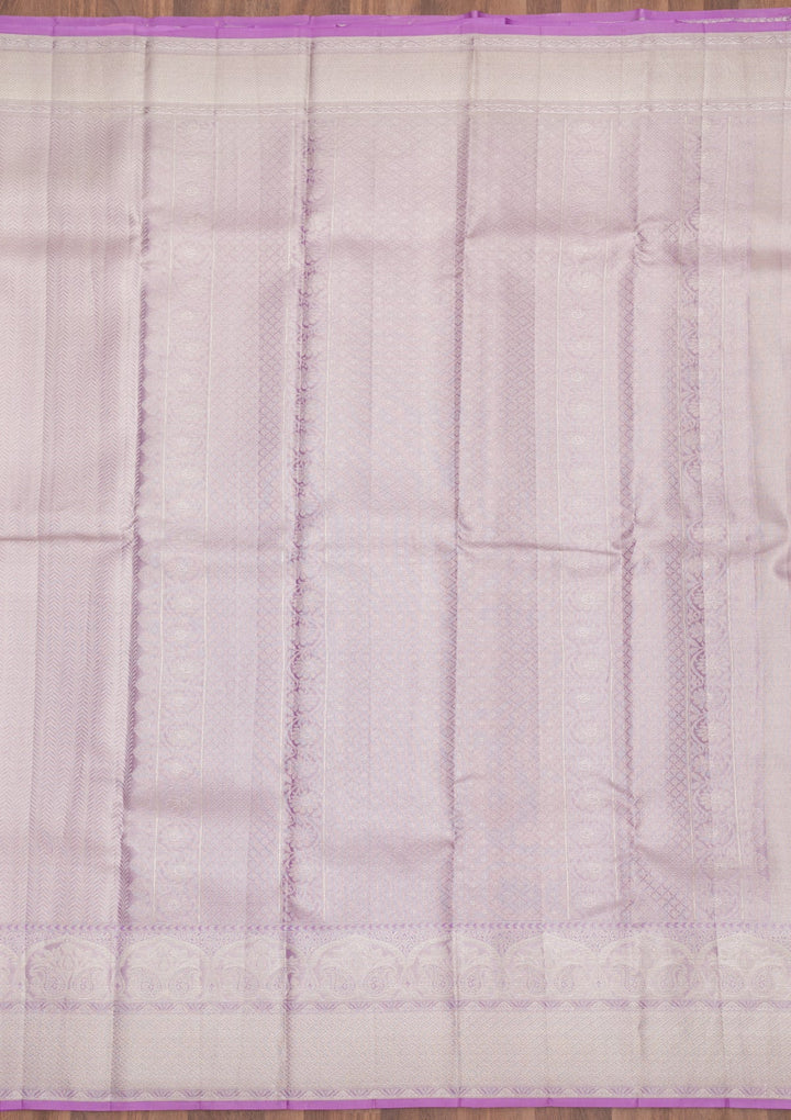 Lavender Zariwork Pure Silk Saree-Koskii