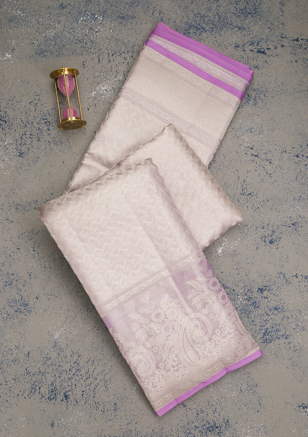 Lavender Zariwork Pure Silk Saree-Koskii