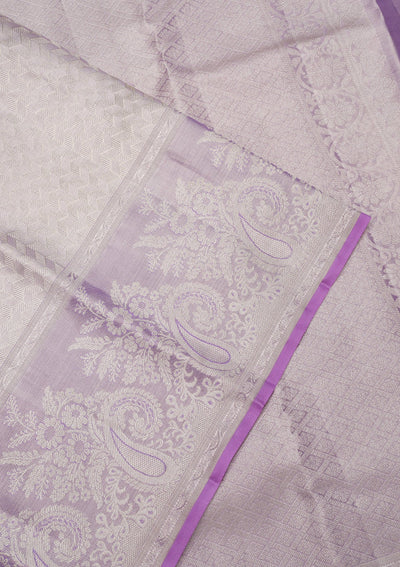 Lavender Zariwork Pure Silk Saree-Koskii