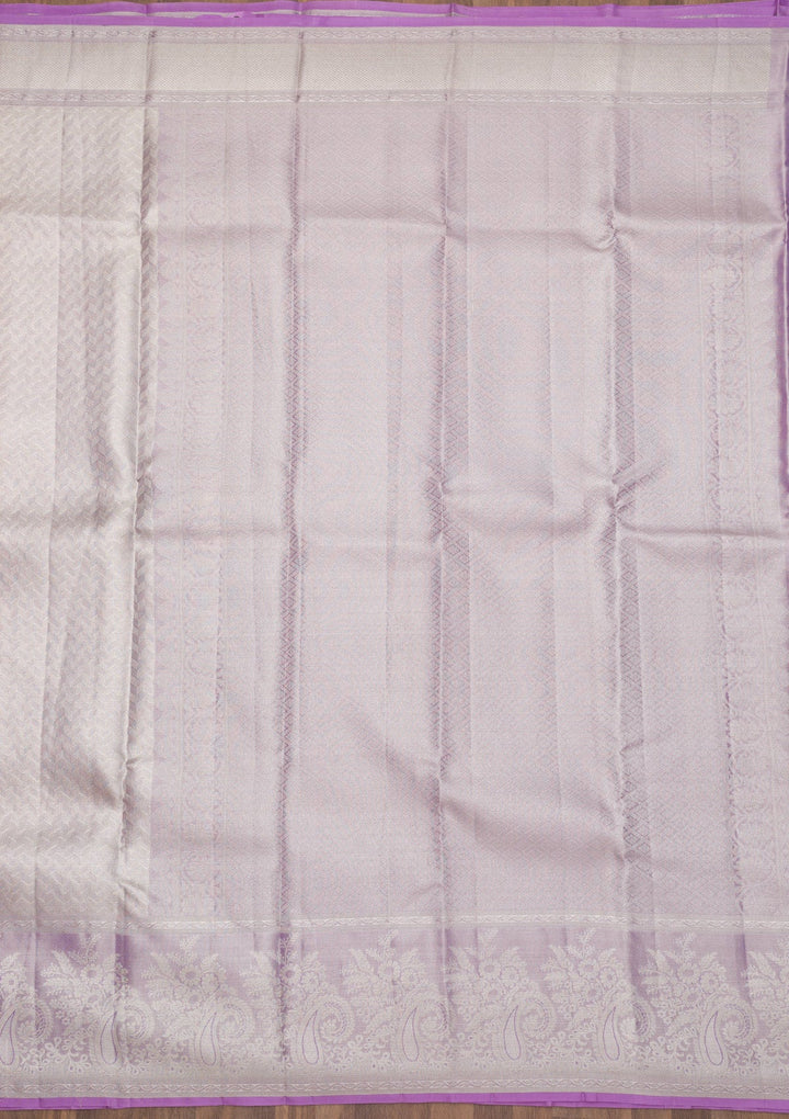Lavender Zariwork Pure Silk Saree-Koskii