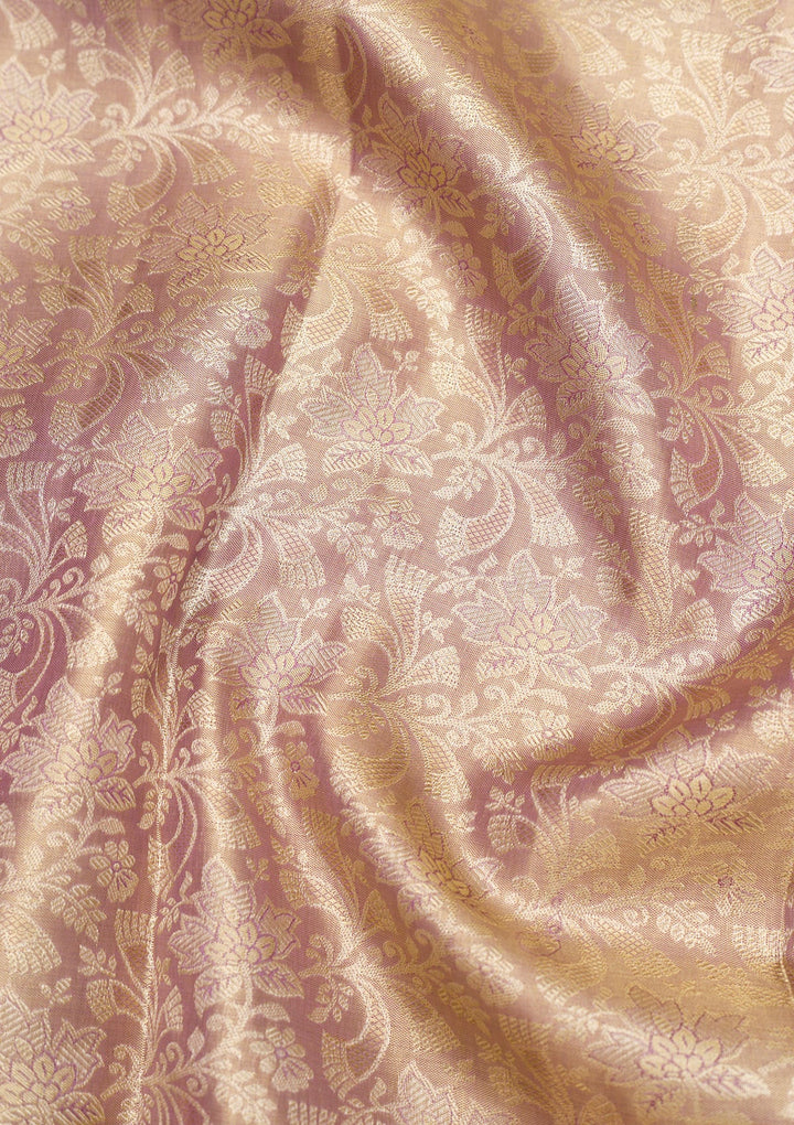 Lavender Zariwork Pure Silk Saree-Koskii