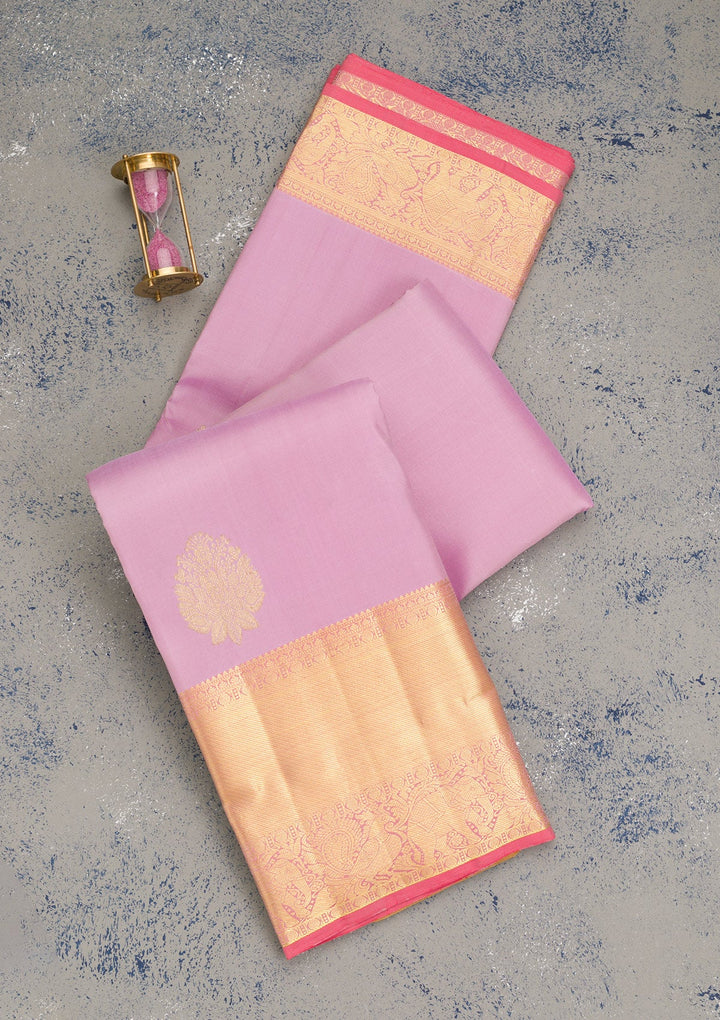 Lavender Zariwork Pure Silk Saree-Koskii
