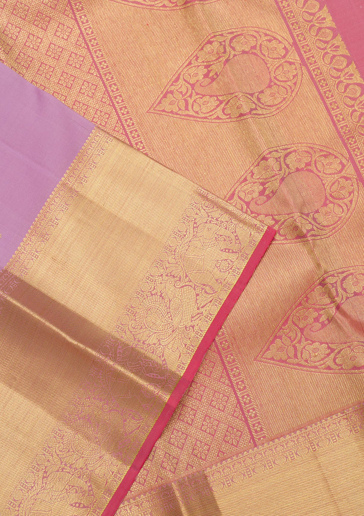 Lavender Zariwork Pure Silk Saree-Koskii