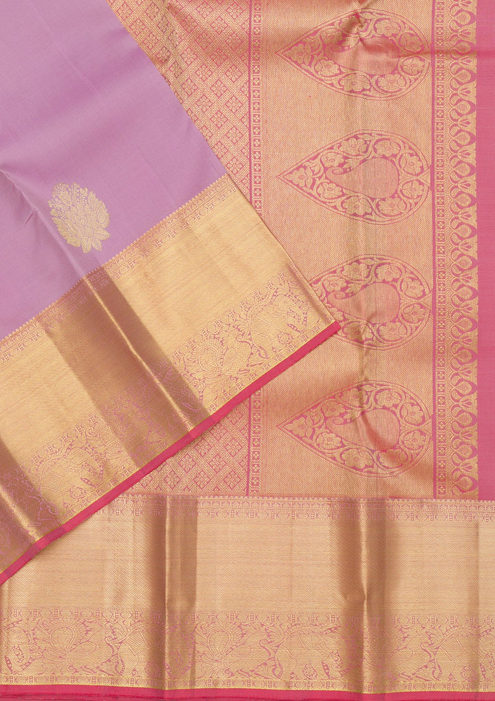 Lavender Zariwork Pure Silk Saree-Koskii