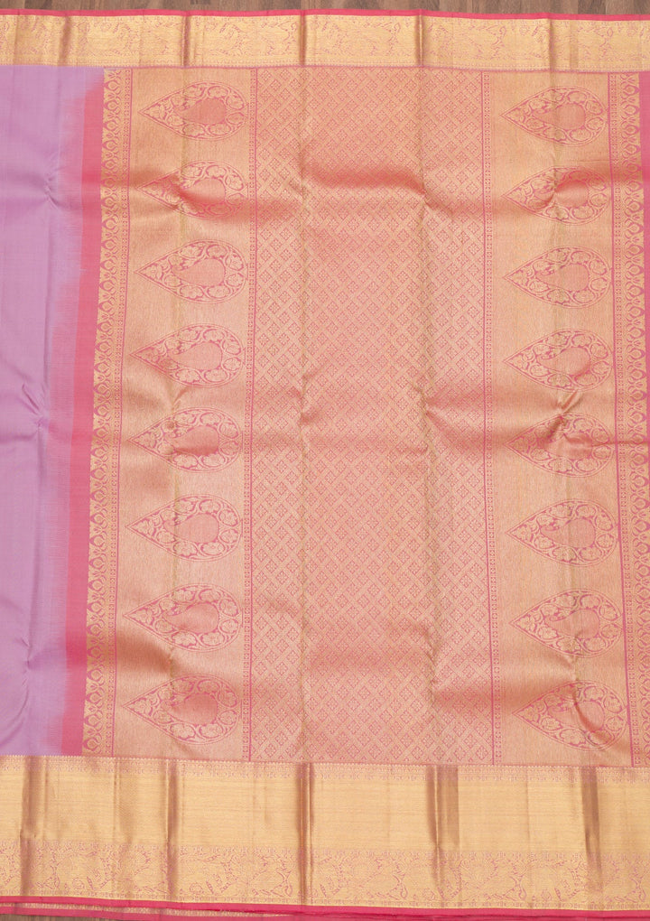 Lavender Zariwork Pure Silk Saree-Koskii