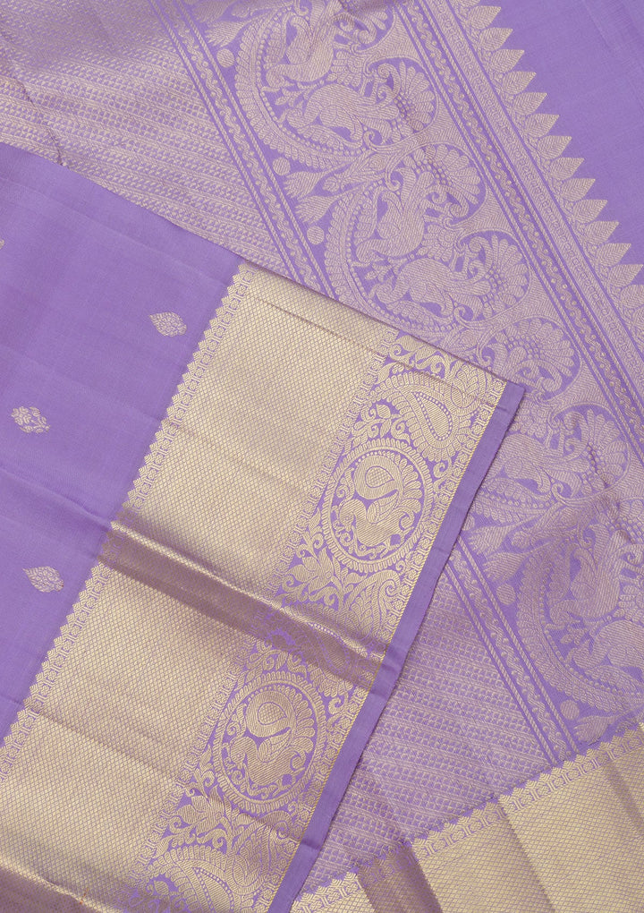 Lavender Zariwork Pure Silk Saree-Koskii