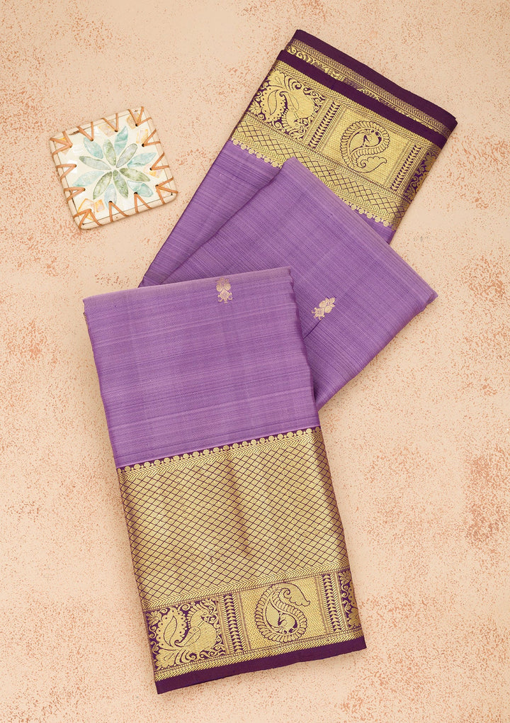 Lavender Zariwork Pure Silk Saree-Koskii