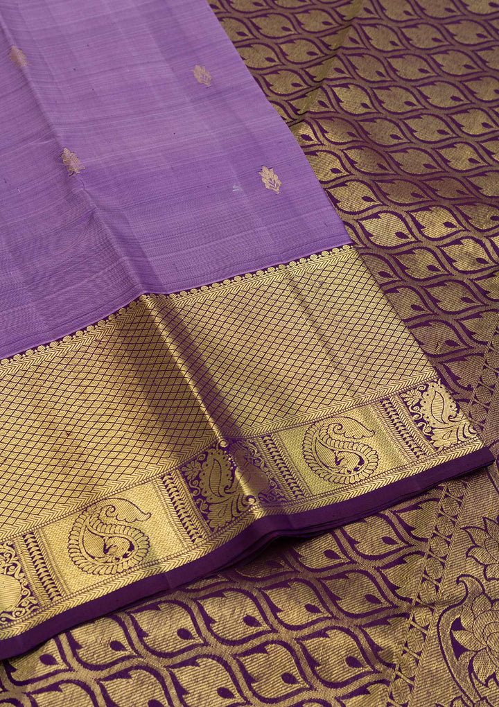Lavender Zariwork Pure Silk Saree-Koskii