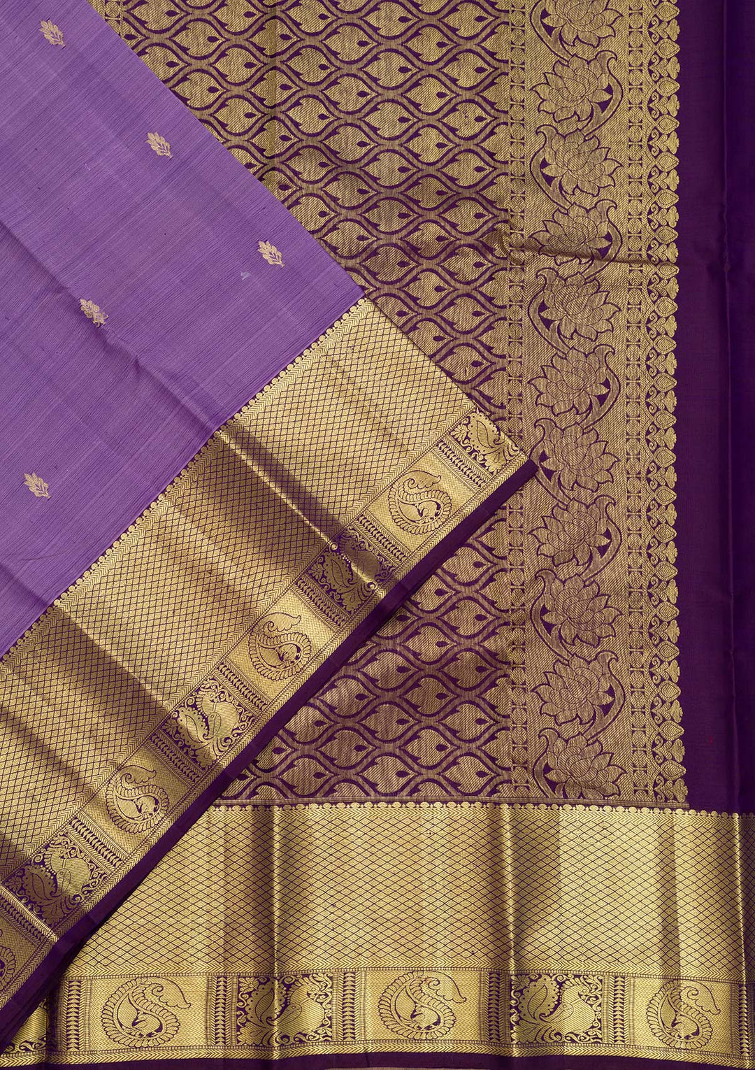 Lavender Zariwork Pure Silk Saree-Koskii