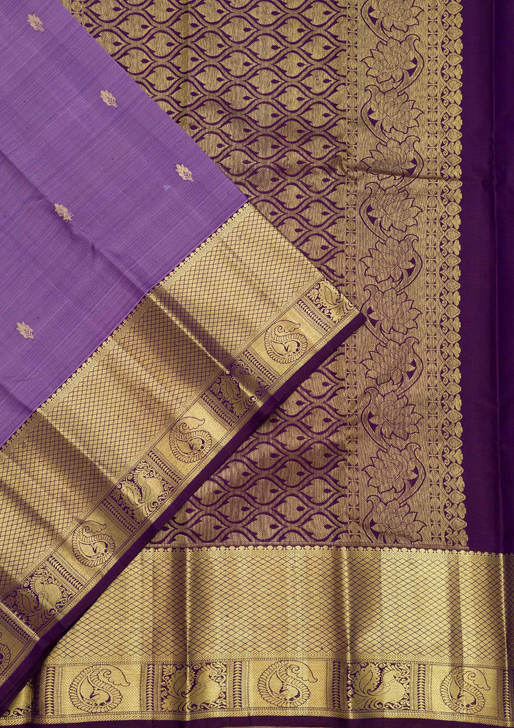 Lavender Zariwork Pure Silk Saree-Koskii
