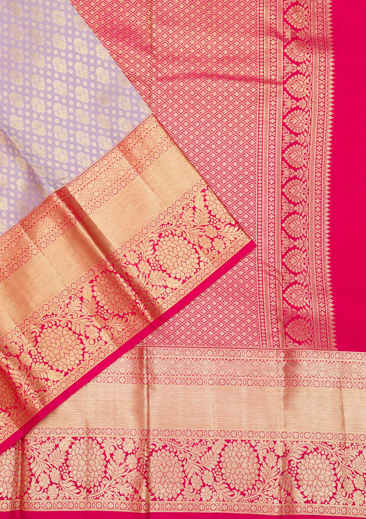Lavender Zariwork Pure Silk Saree-Koskii