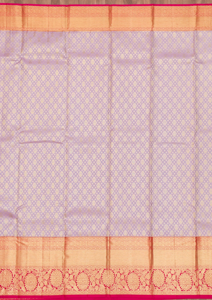 Lavender Zariwork Pure Silk Saree-Koskii
