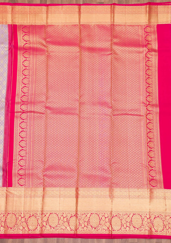 Lavender Zariwork Pure Silk Saree-Koskii