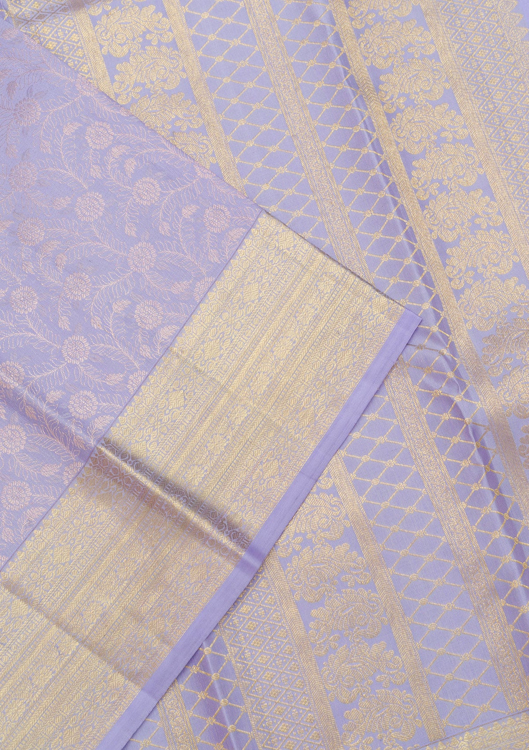 Lavender Zariwork Pure Silk Saree-Koskii