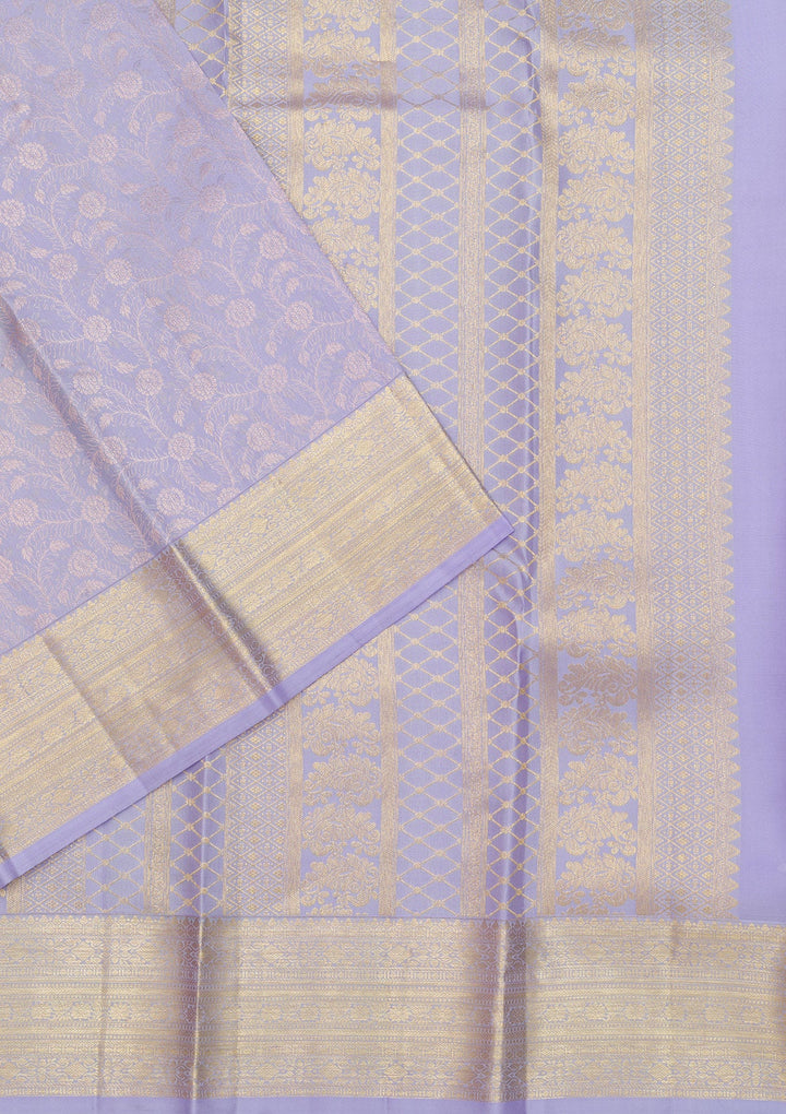 Lavender Zariwork Pure Silk Saree-Koskii