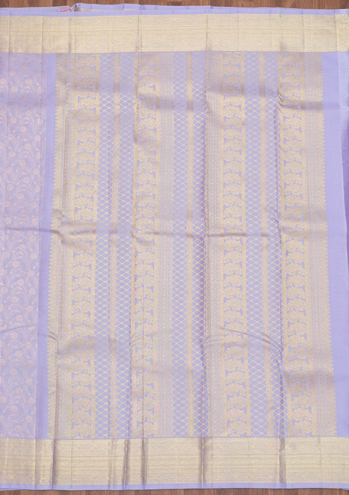 Lavender Zariwork Pure Silk Saree-Koskii