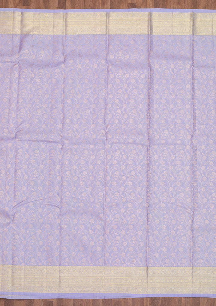 Lavender Zariwork Pure Silk Saree-Koskii