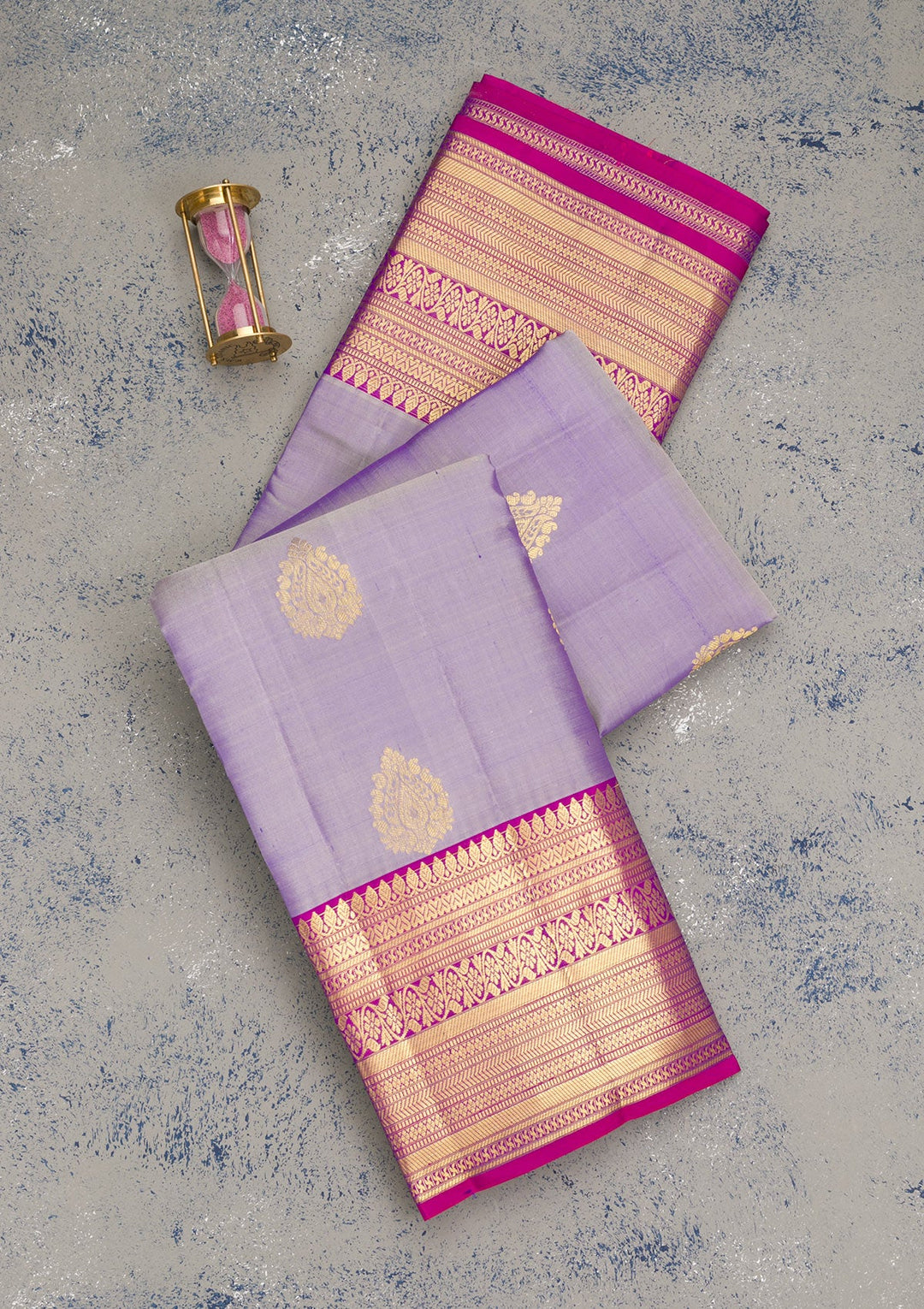 Lavender Zariwork Pure Silk Saree-Koskii
