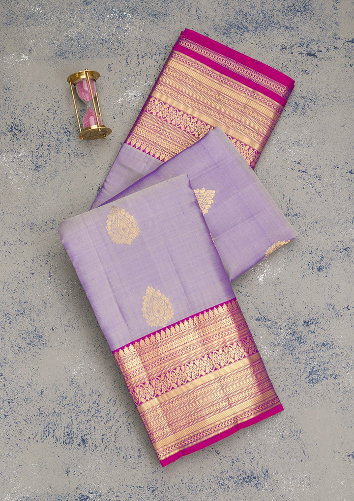 Lavender Zariwork Pure Silk Saree-Koskii
