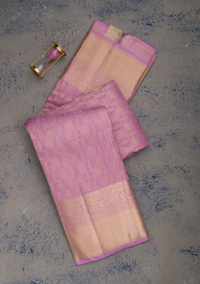 Lavender Zariwork Pure Silk Saree-Koskii