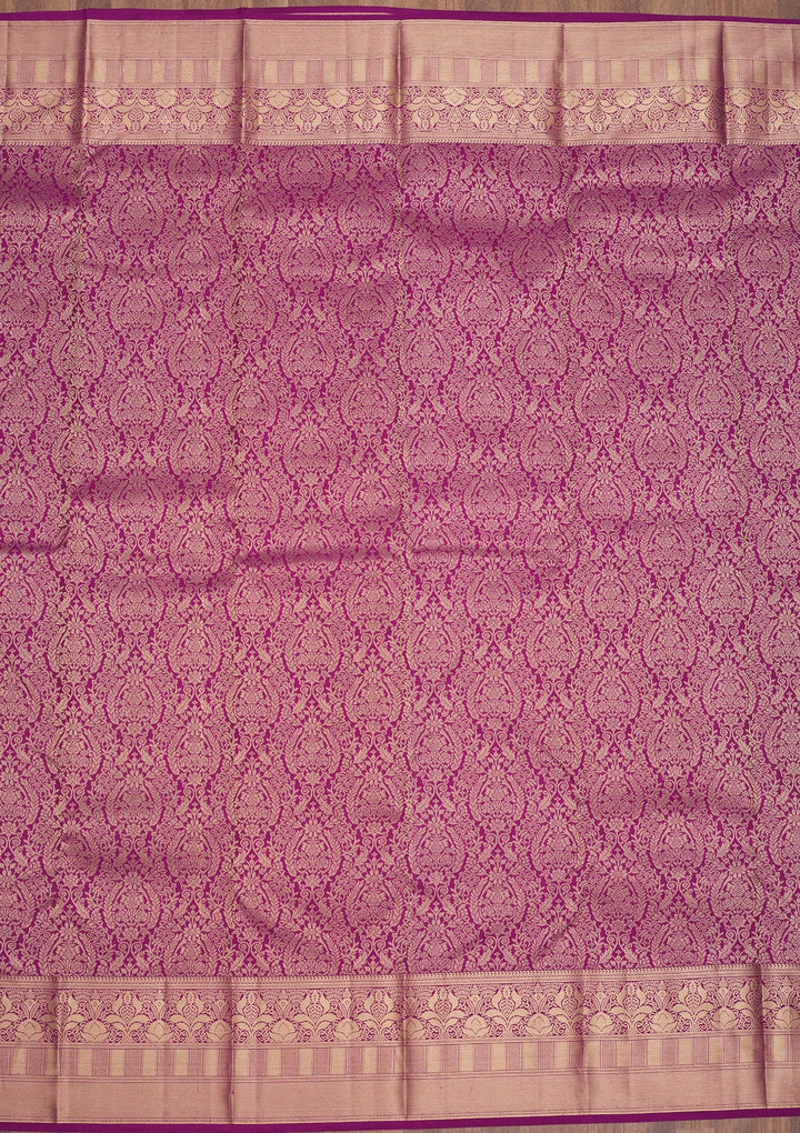 Lavender Zariwork Pure Silk Saree-Koskii