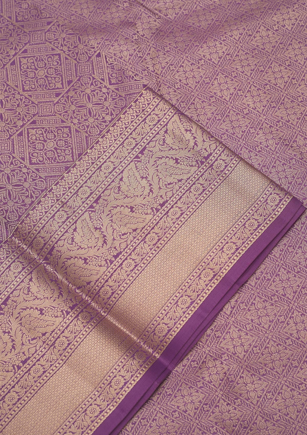 Lavender Zariwork Pure Silk Saree-Koskii