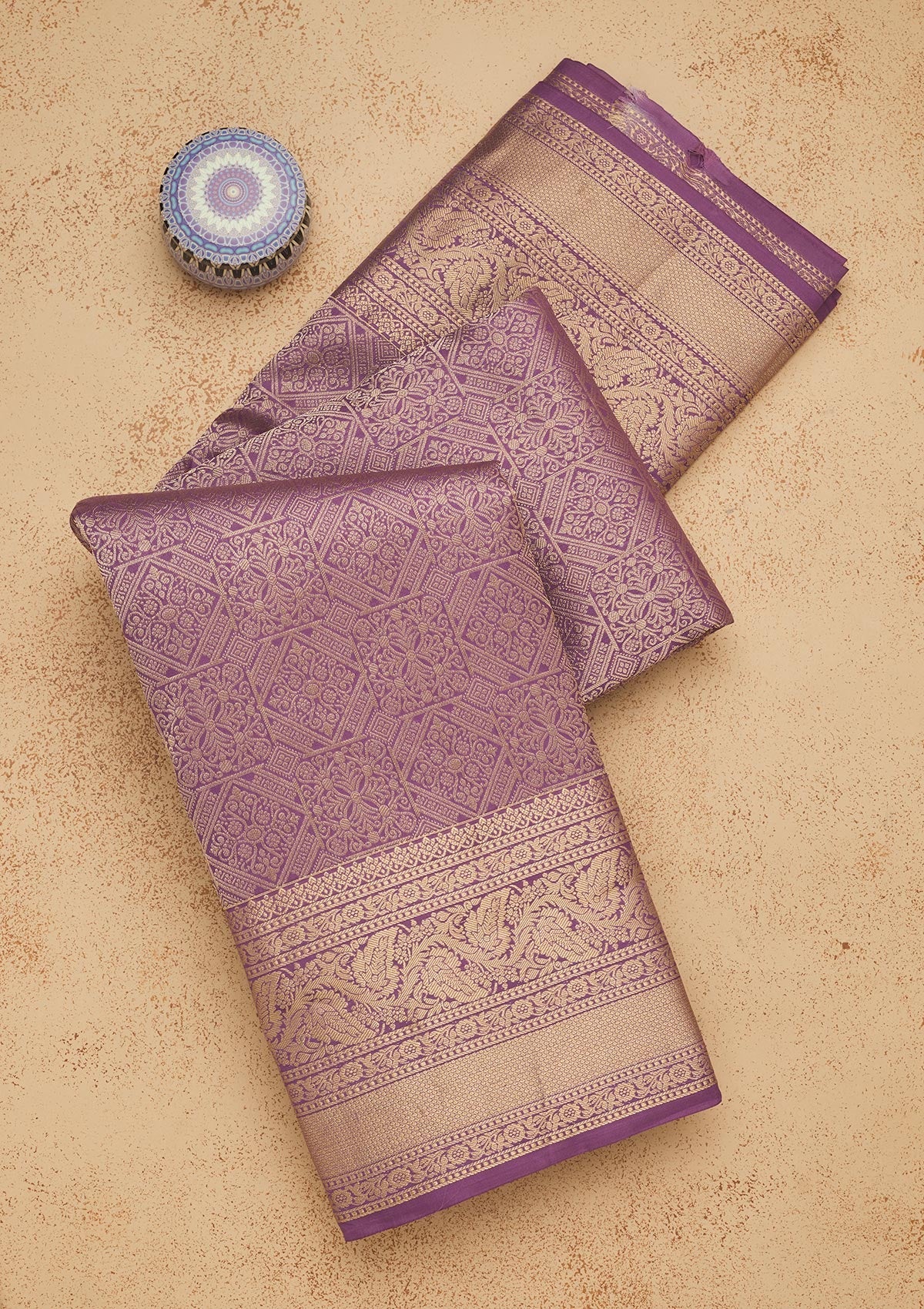 Lavender Zariwork Pure Silk Saree-Koskii