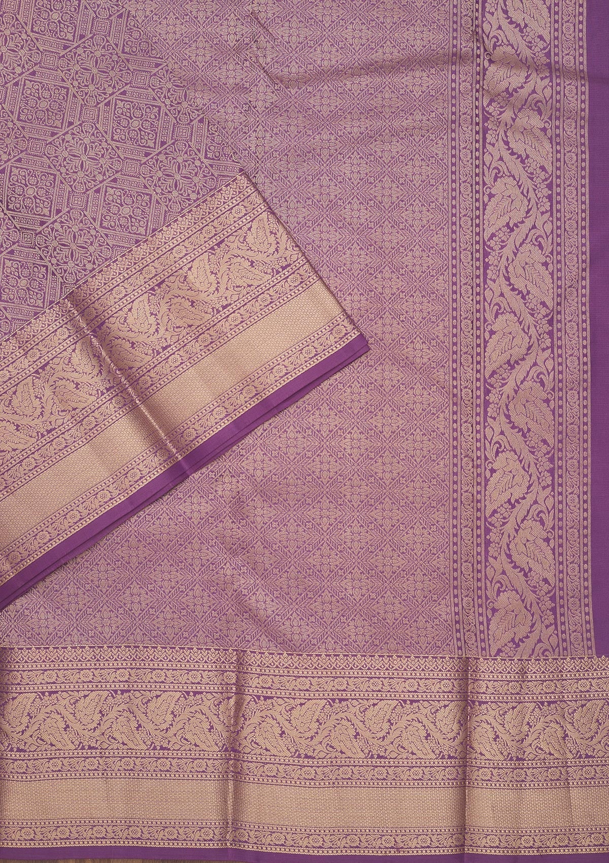 Lavender Zariwork Pure Silk Saree-Koskii