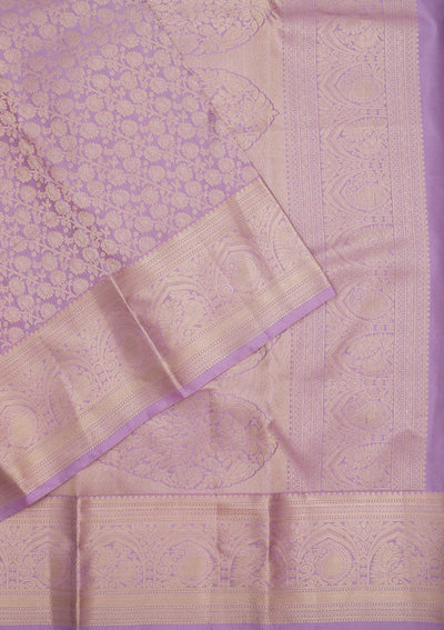 Lavender Zariwork Pure Silk Saree-Koskii