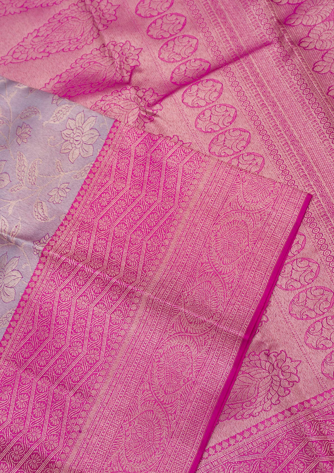 Lavender Zariwork Pure Silk Saree-Koskii
