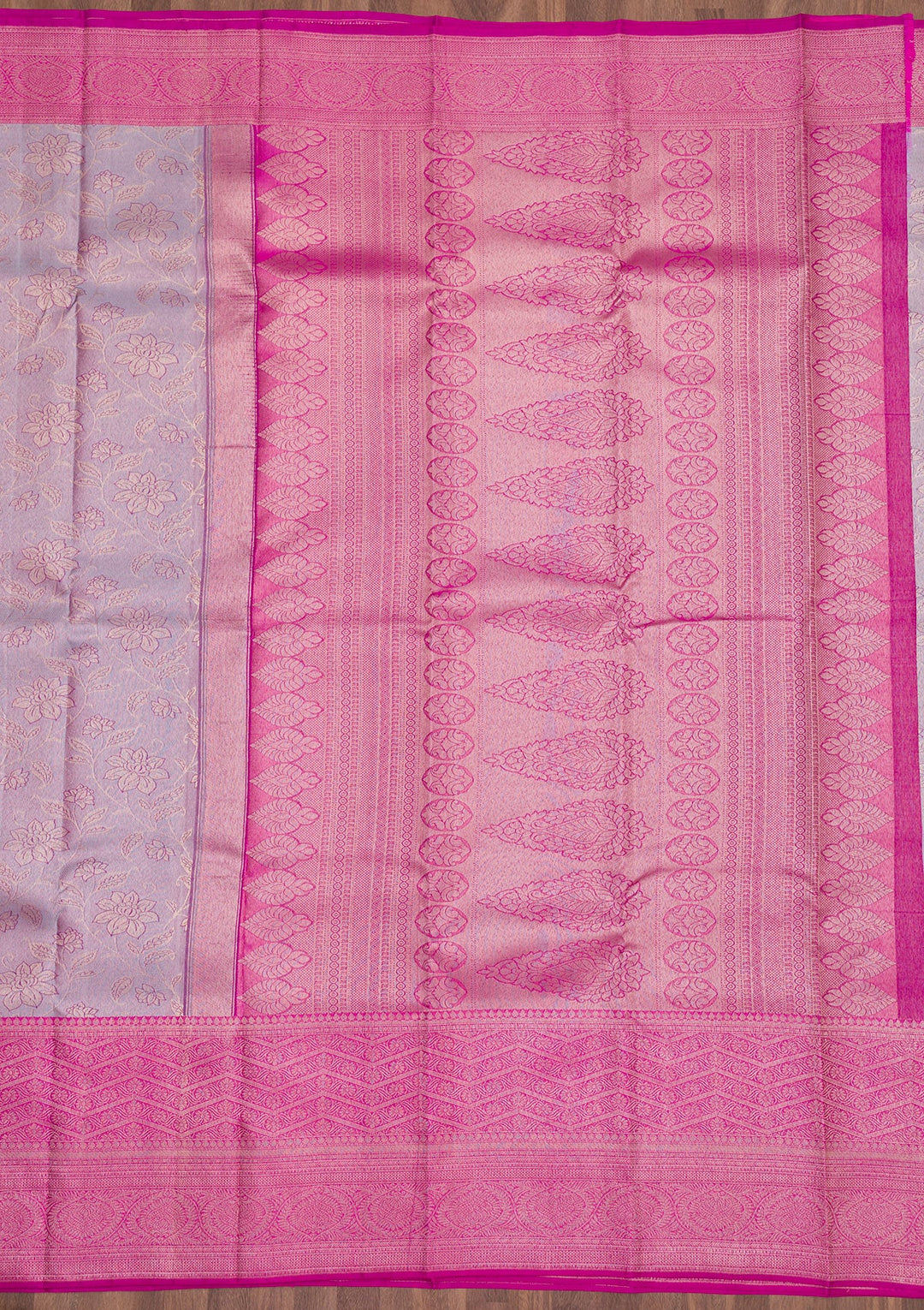 Lavender Zariwork Pure Silk Saree-Koskii