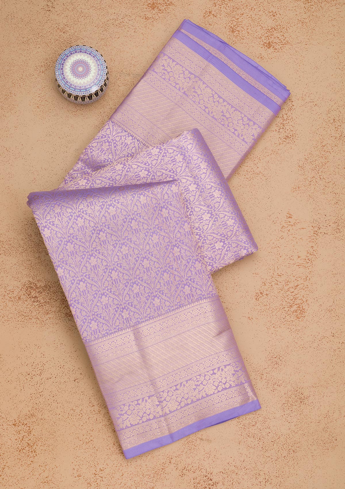 Lavender Zariwork Pure Silk Saree-Koskii