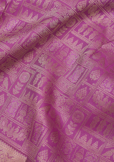 Lavender Zariwork Pure Silk Saree-Koskii