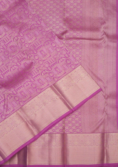 Lavender Zariwork Pure Silk Saree-Koskii