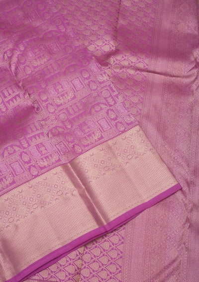 Lavender Zariwork Pure Silk Saree-Koskii