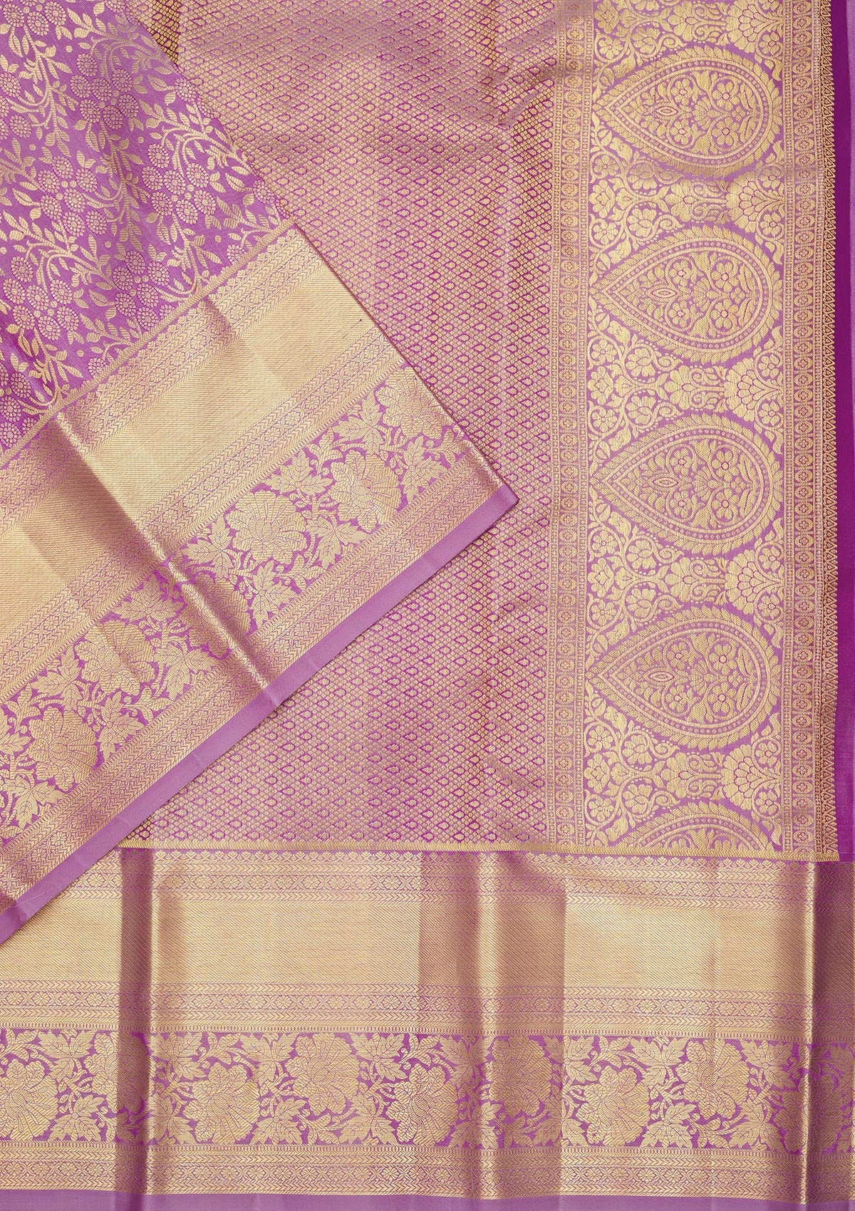 Lavender Zariwork Pure Silk Saree-Koskii