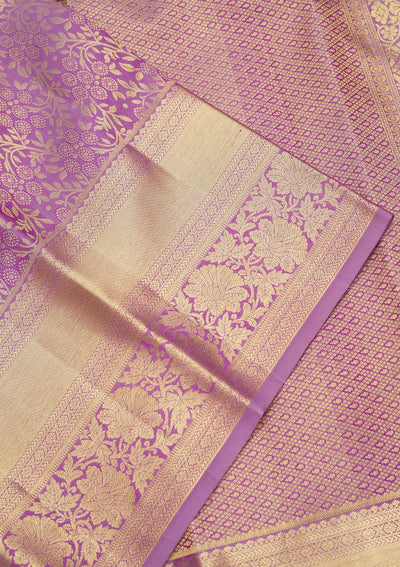 Lavender Zariwork Pure Silk Saree-Koskii